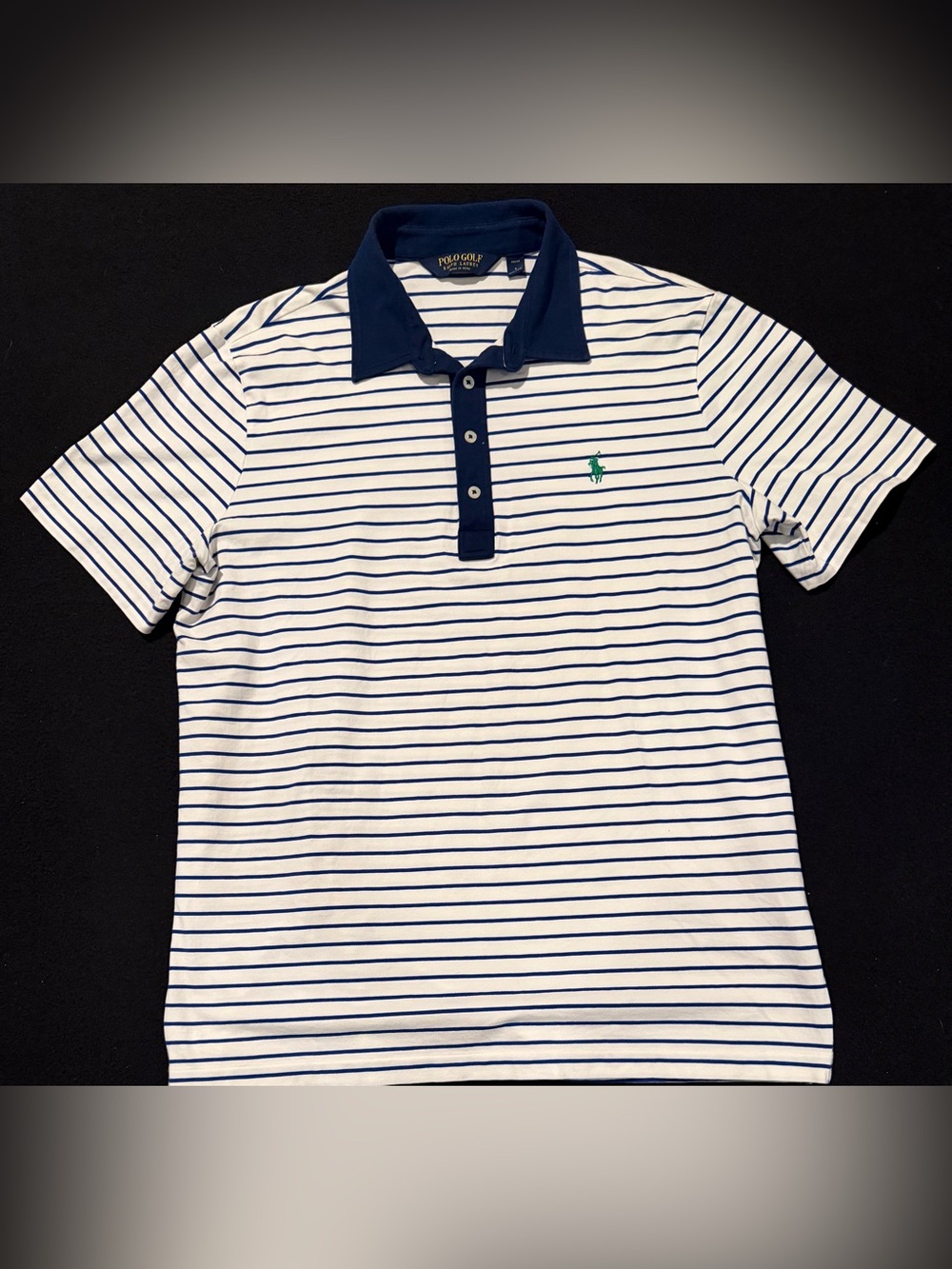 Polo Ralph Lauren Golf White & Blue Striped Short Sleeve Mens Large